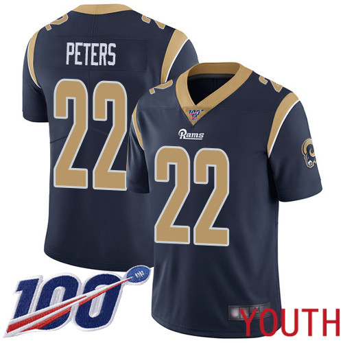 Los Angeles Rams Limited Navy Blue Youth Marcus Peters Home Jersey NFL Football 22 100th Season Vapor Untouchable